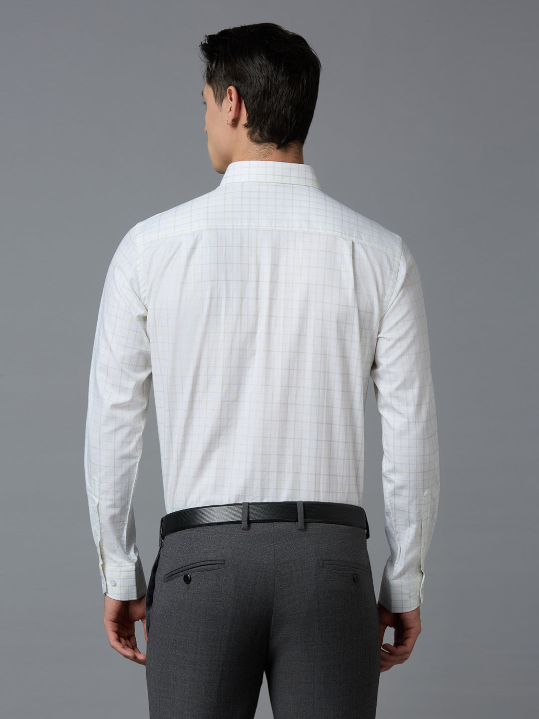 White & Green Checks 100% Cotton Regular Fit Formal Essential Full Sleeve Shirt