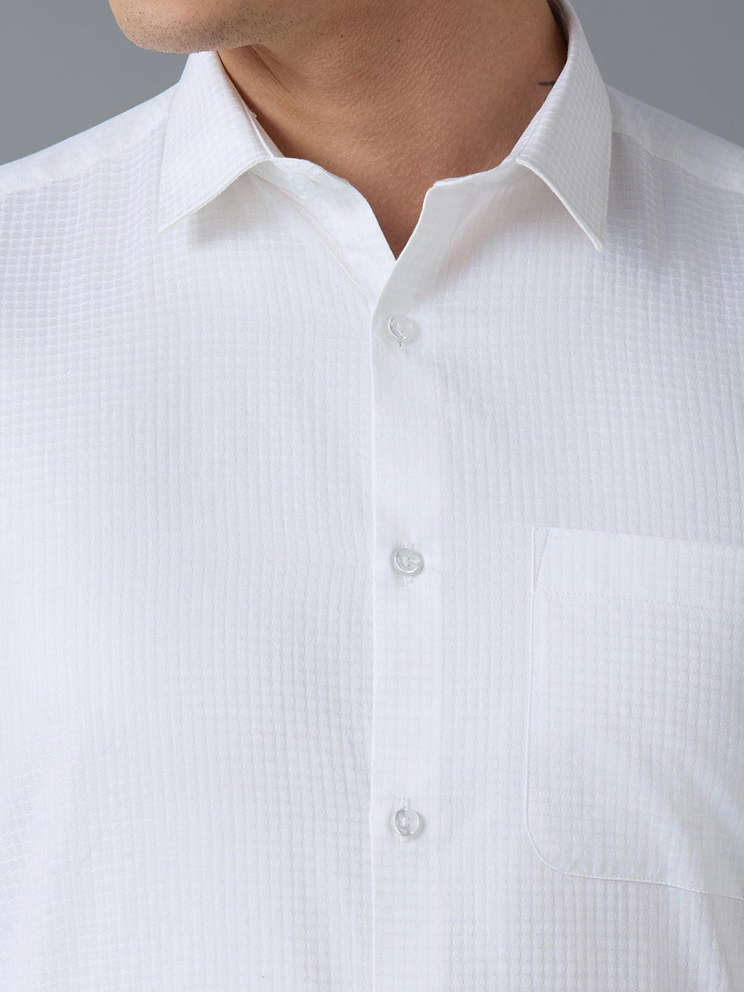 White Dobby Y/D 100% Cotton Slim Fit Fashion Formal Full Sleeve Shirt
