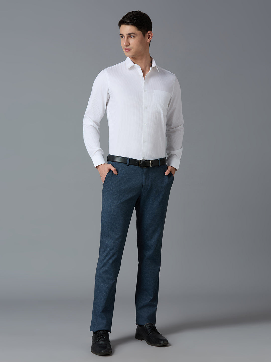 White Dobby Y/D 100% Cotton Slim Fit Fashion Formal Full Sleeve Shirt