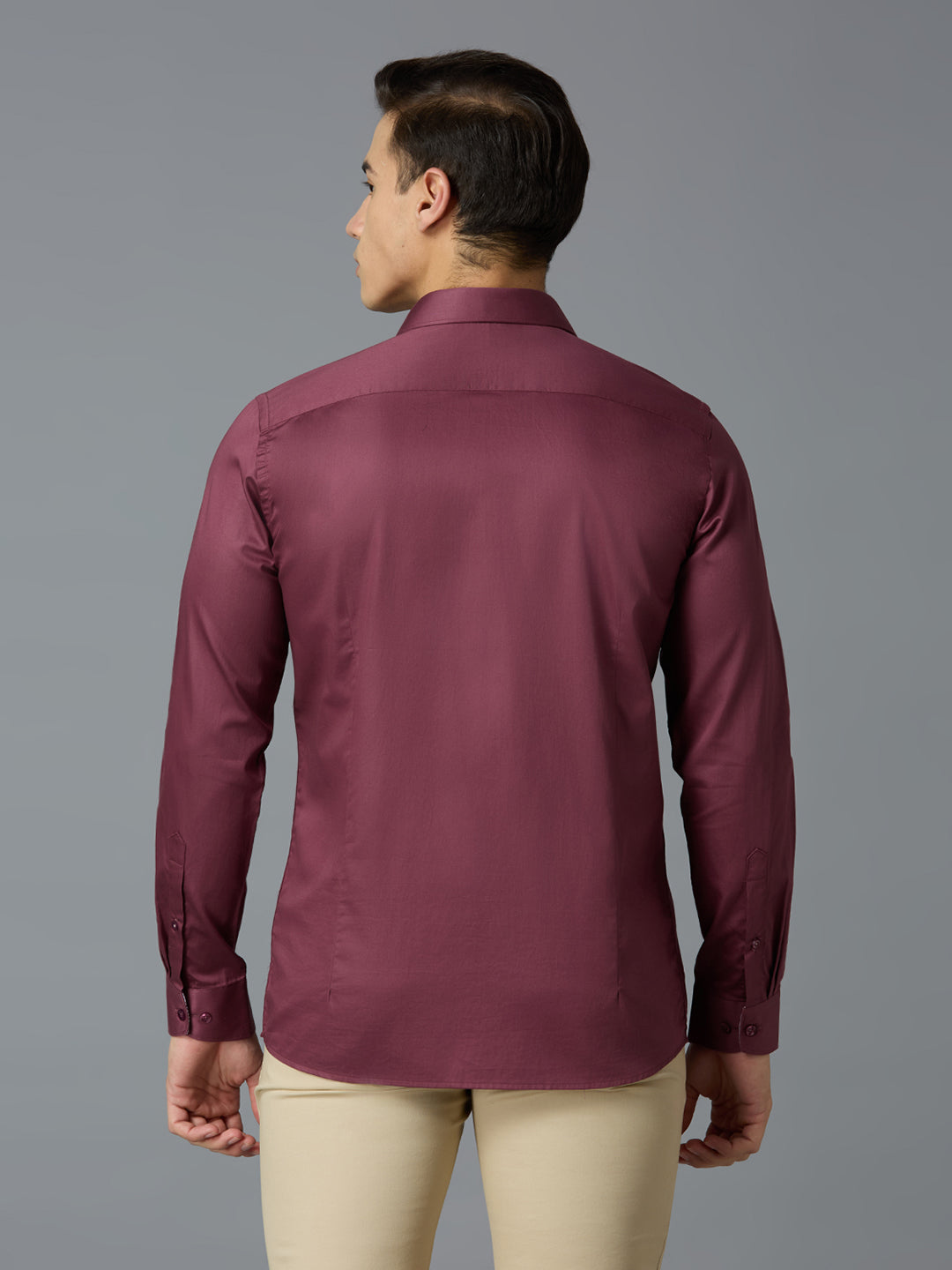 Maroon Solid 100% Cotton Slim Fit Celebrate Full Sleeve Shirt
