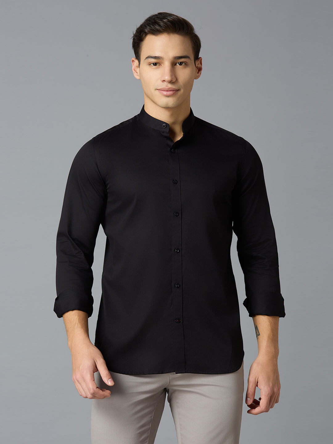 Black 100% Cotton Solid Slim fit Celebrate Full Sleeve Shirts