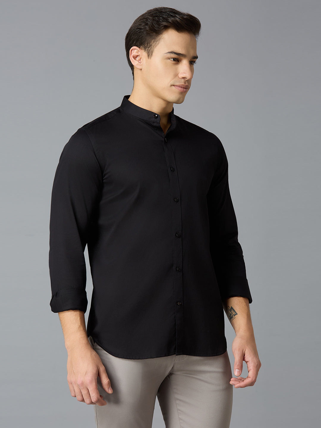 Black 100% Cotton Solid Slim fit Celebrate Full Sleeve Shirts