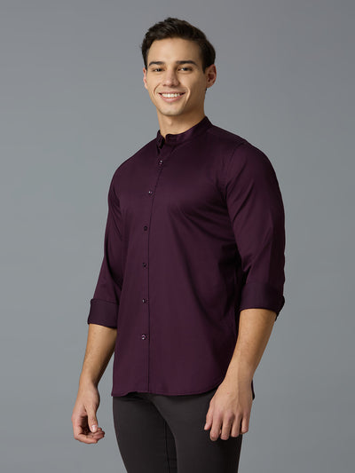Men's Pure Cotton Plain Slim Fit Full Sleeve Formal Shirt - Red