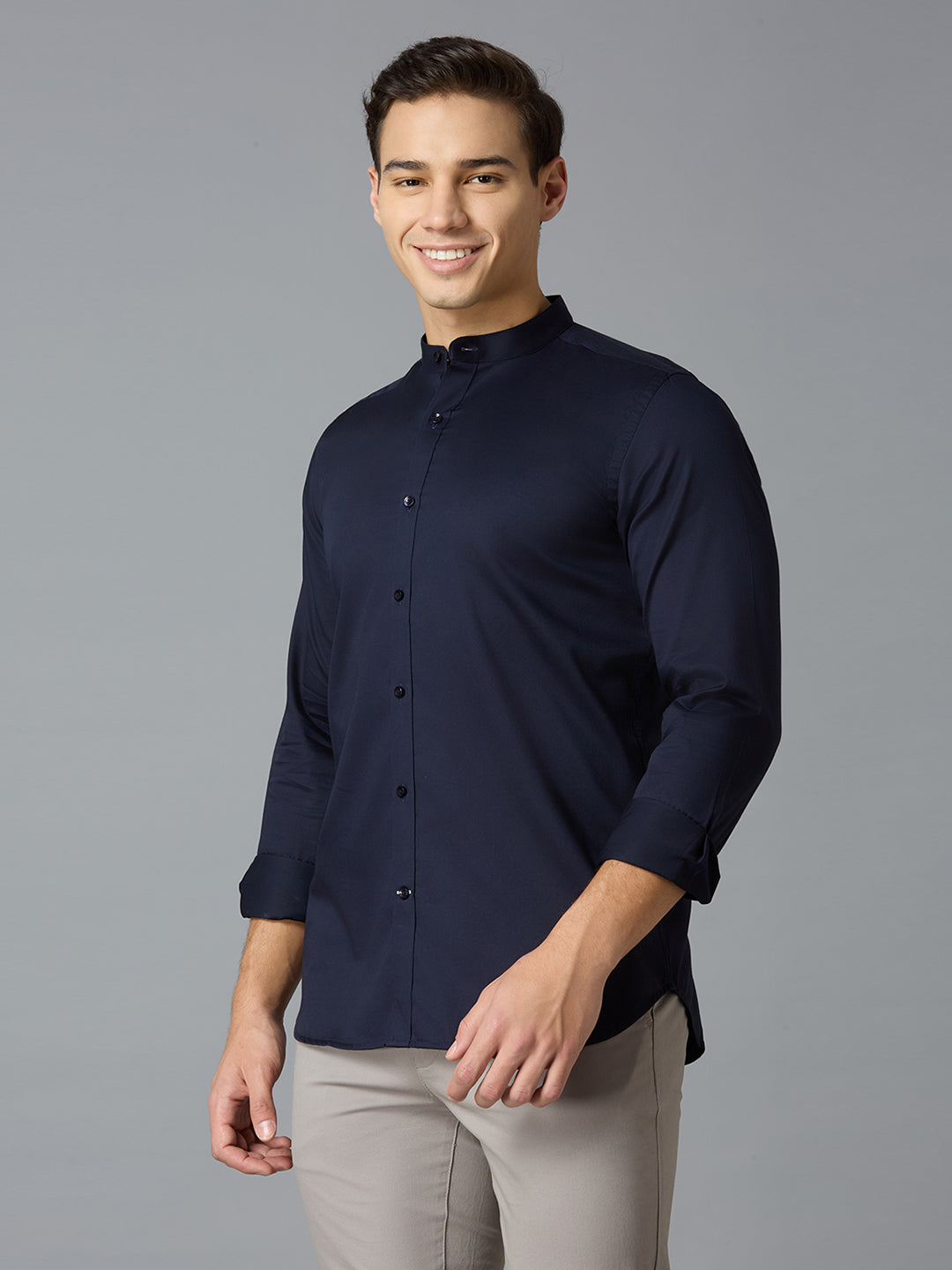 Navy 100% Cotton Solid Slim fit Celebrate Full Sleeve Shirts