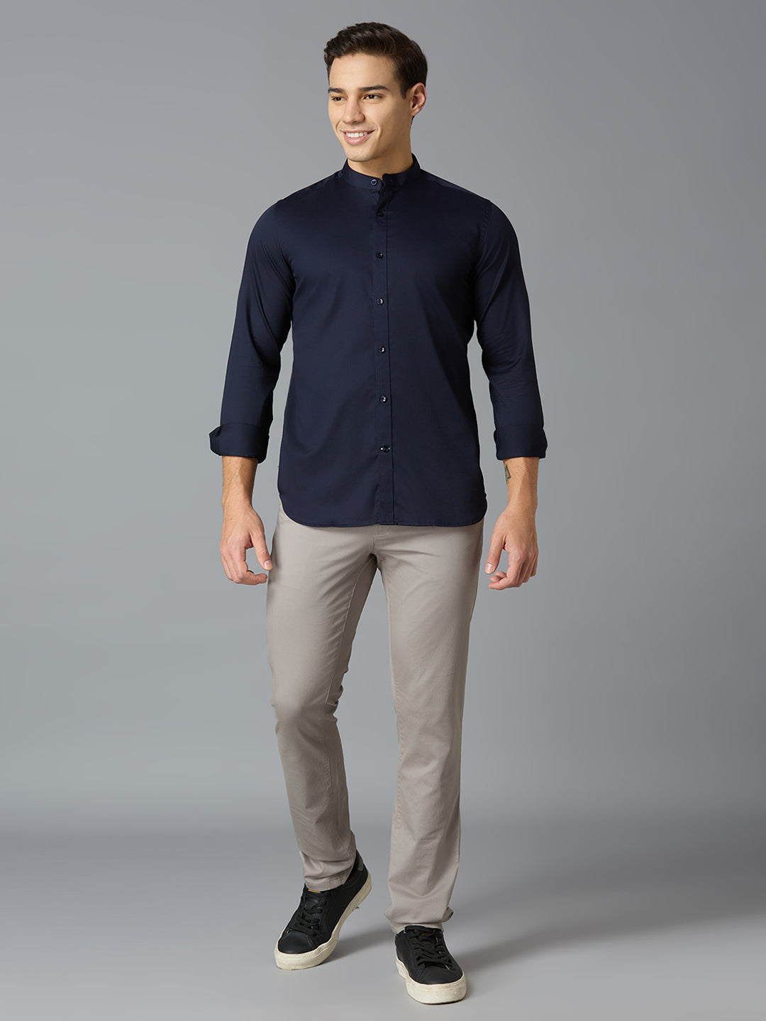 Navy 100% Cotton Solid Slim fit Celebrate Full Sleeve Shirts
