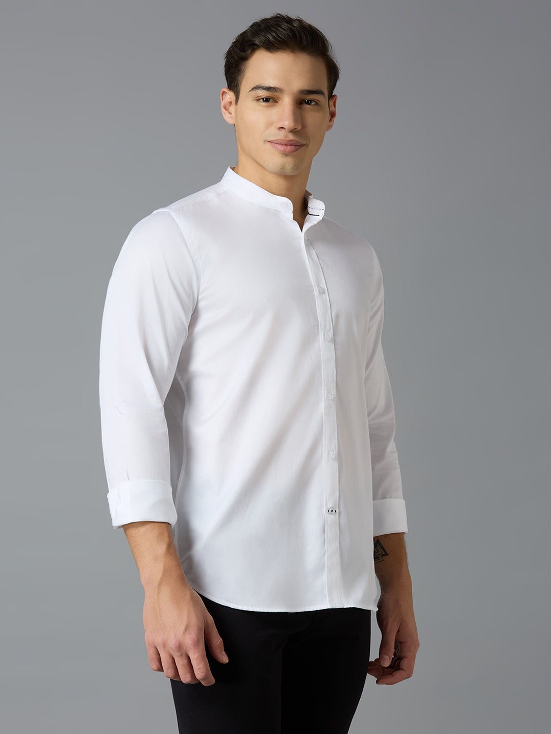 White 100% Cotton Solid Slim fit Celebrate Full Sleeve Shirts