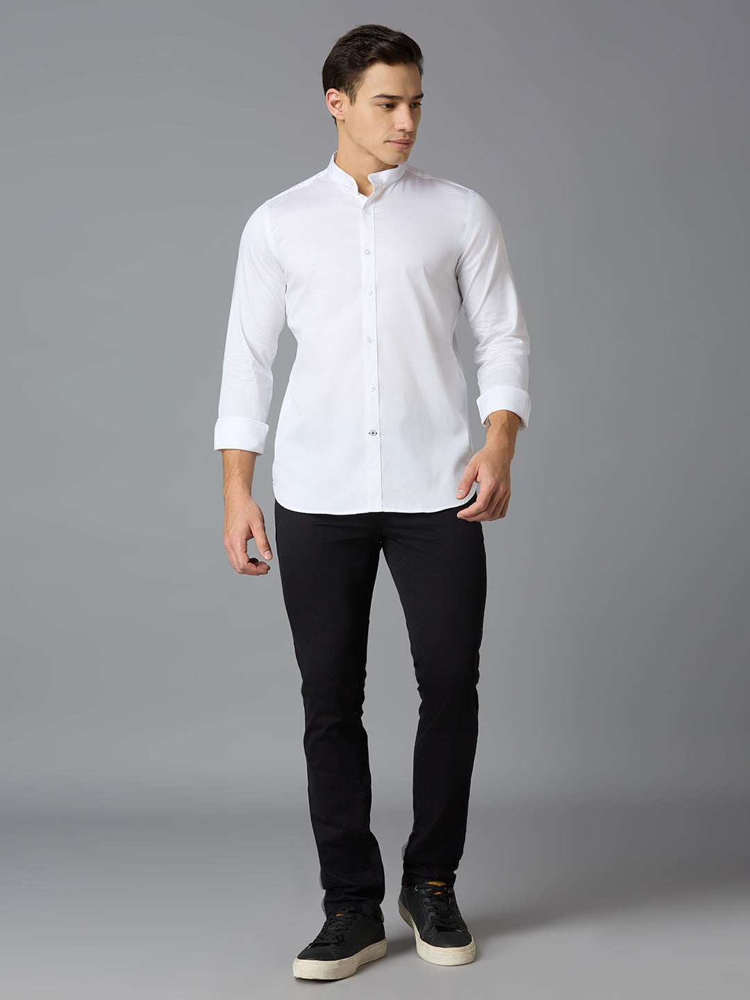 White 100% Cotton Solid Slim fit Celebrate Full Sleeve Shirts