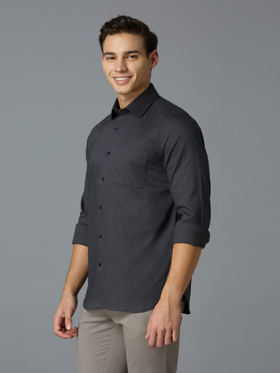 Men's Pure Cotton Dobby Y/D Dobby Y/D Slim Fit Full Sleeve Formal Shirt - Green
