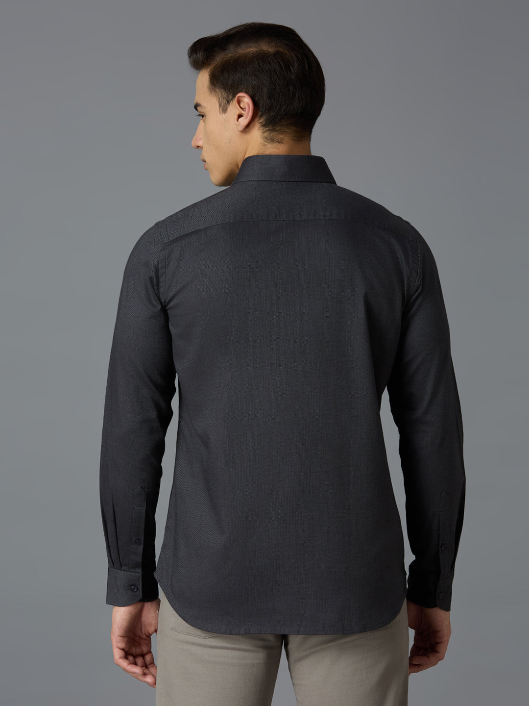 Grey 100% Cotton Dobby Y/D Slim Fit Party Full Sleeves Shirts