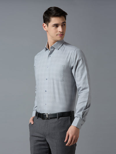 Men's Pure Cotton Dobby Y/D Dobby Y/D Regular Fit Full Sleeve Formal Shirt - Green