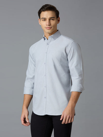 Men's Pure Cotton Oxford Oxford Regular Fit Full Sleeve Casual Shirt - Green