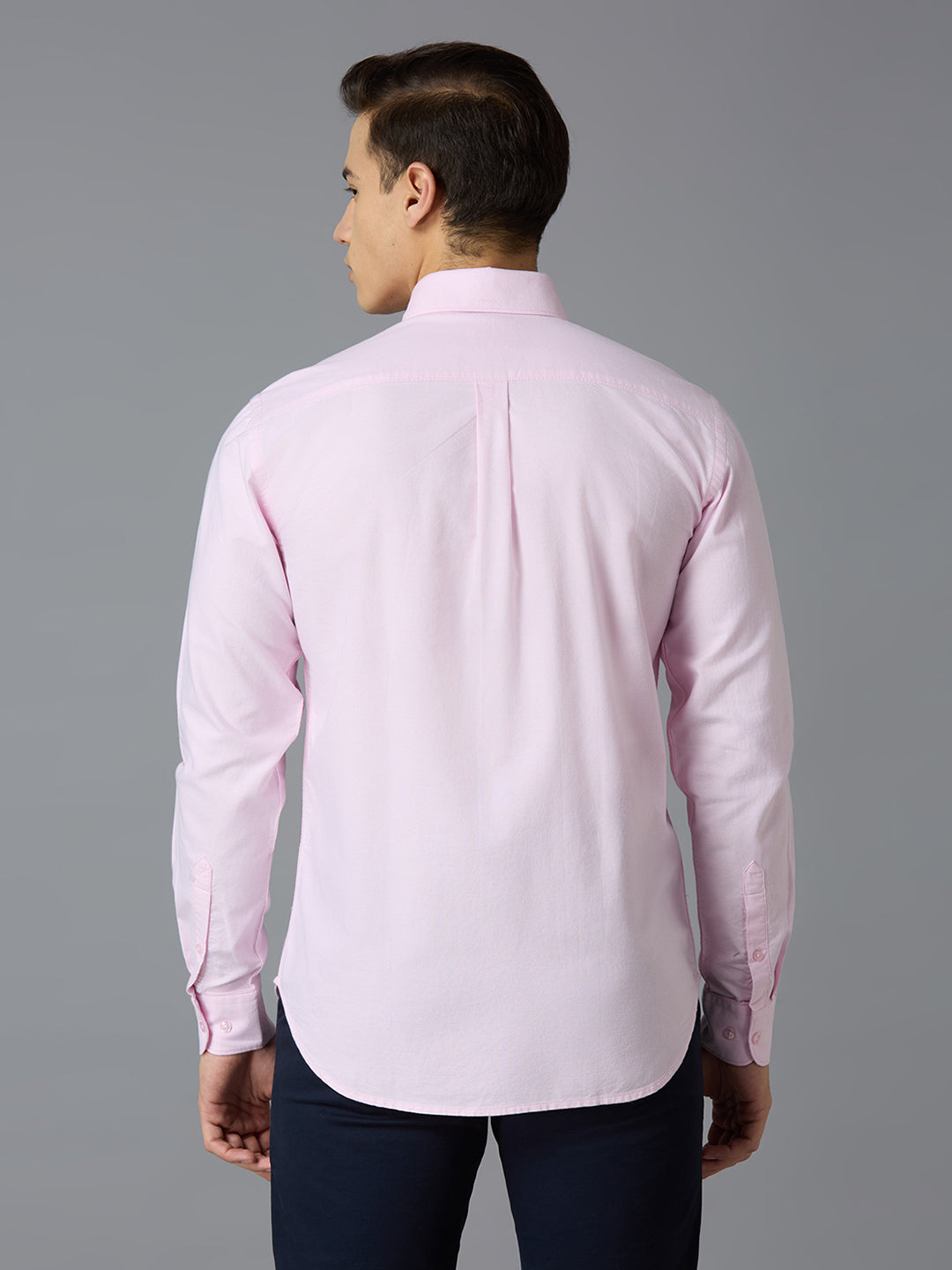 Pink 100% Cotton Self Design Regular Fit Smart Casual Full Sleeve Shirts