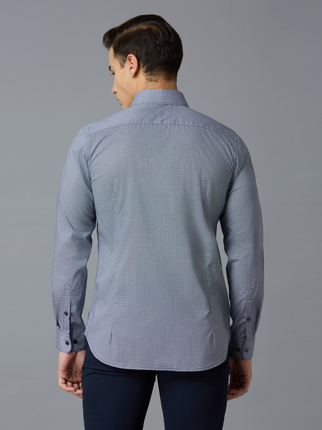 Blue 100% Cotton Printed Slim Fit Smart Casual Full Sleeves Shirts