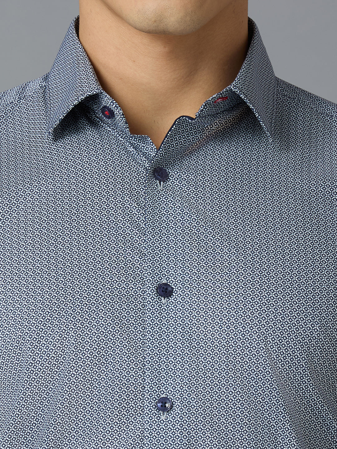 Blue 100% Cotton Printed Slim Fit Smart Casual Full Sleeves Shirts