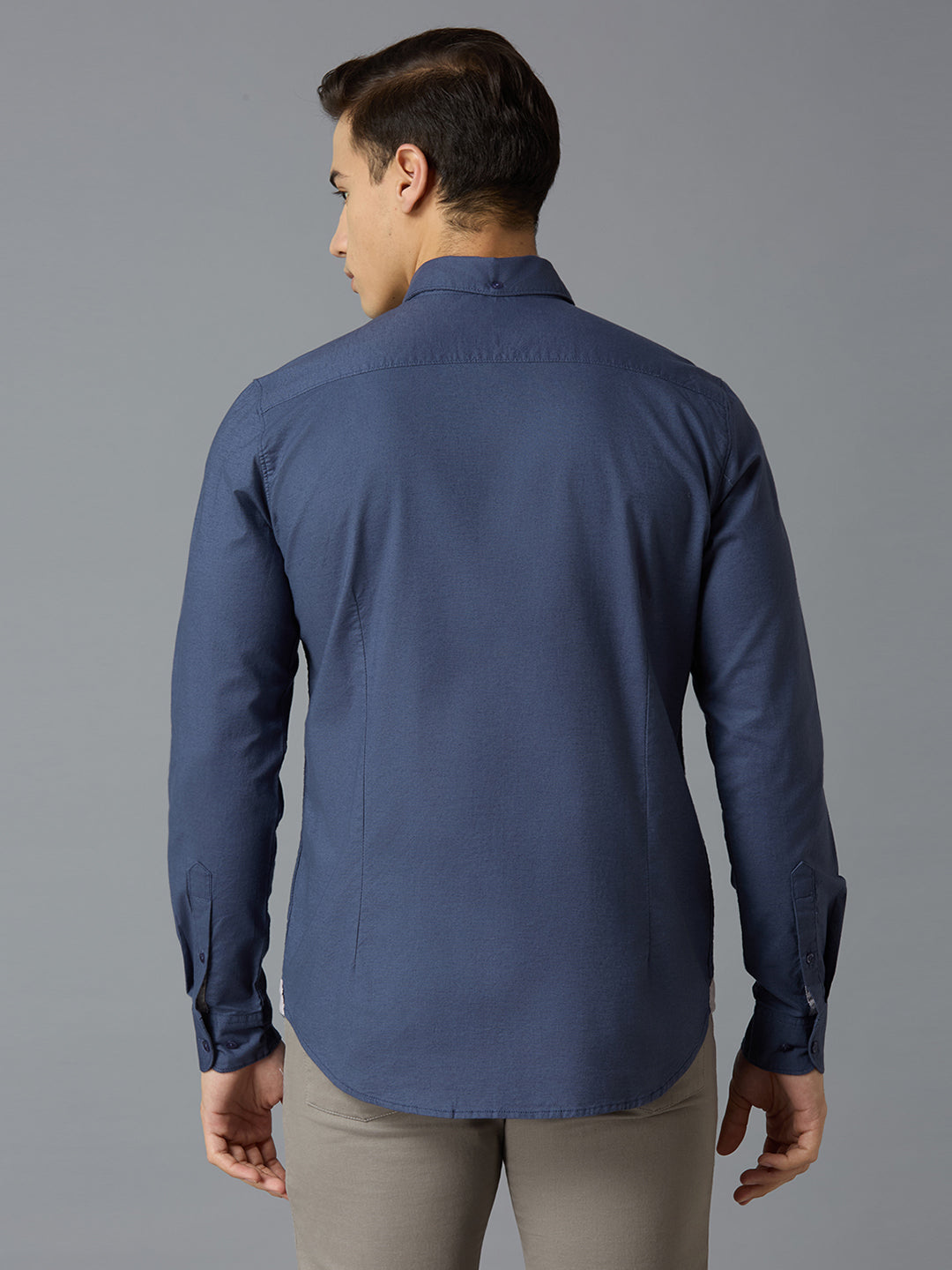 Ash Blue 100% Cotton Solid Slim fit Smart Casual Full Sleeve Shirts