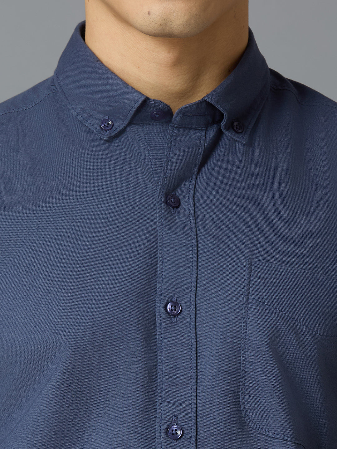 Ash Blue 100% Cotton Solid Slim fit Smart Casual Full Sleeve Shirts