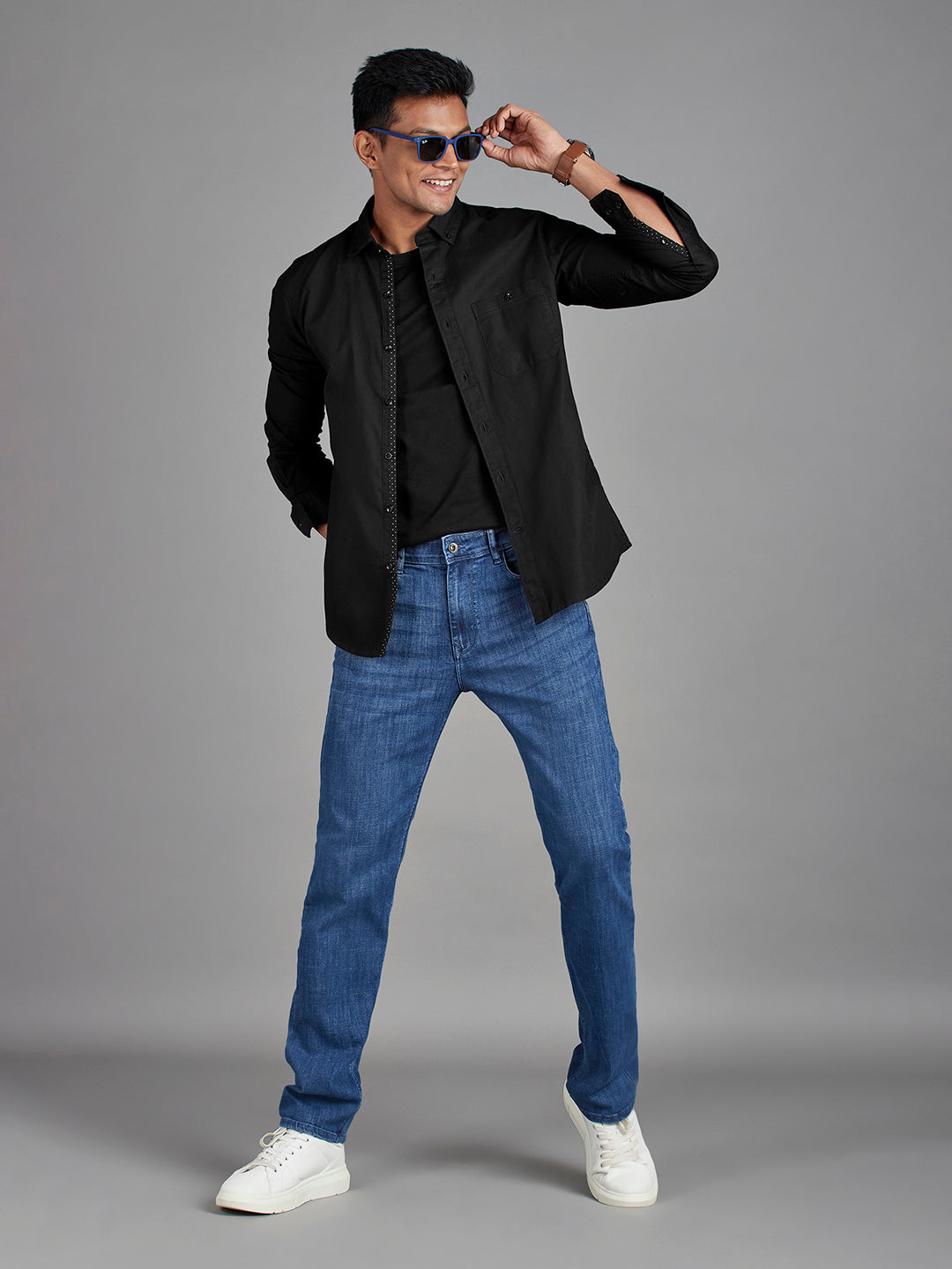 Black Menswear Topwear Shirts