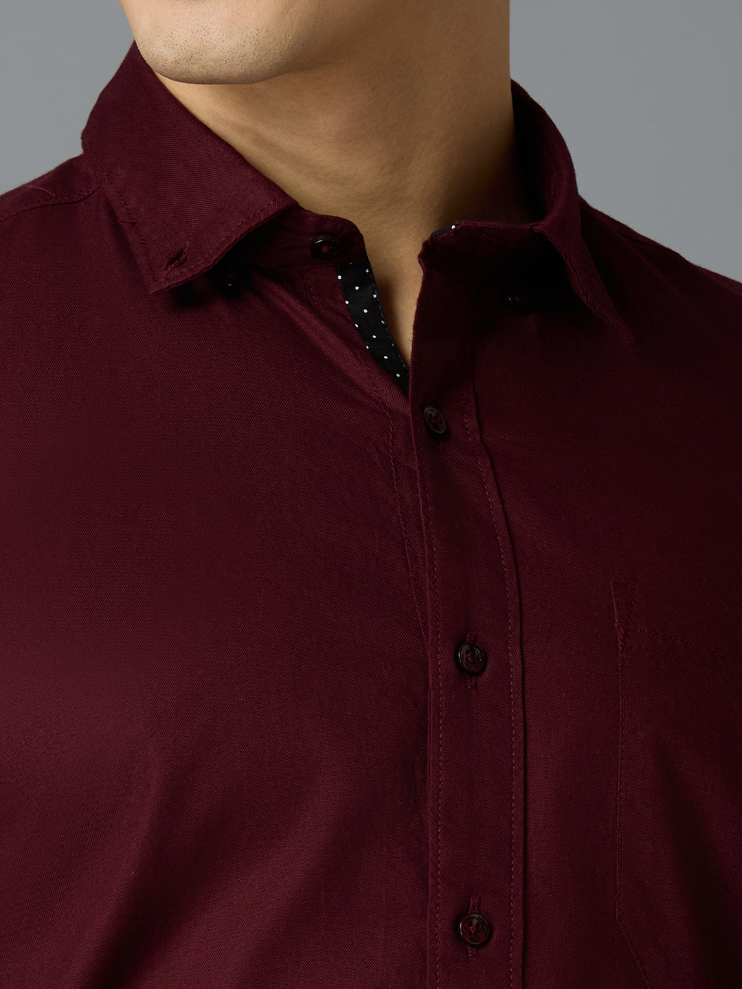 Burgundy 100% Cotton Solid Slim Fit Smart Casual Full Sleeves Shirts