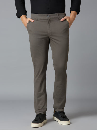 Ultimate Comfort Grey 97% Cotton 3% Spandex Plain Tailor Fit Smart Casual Cross Pocket Trouser