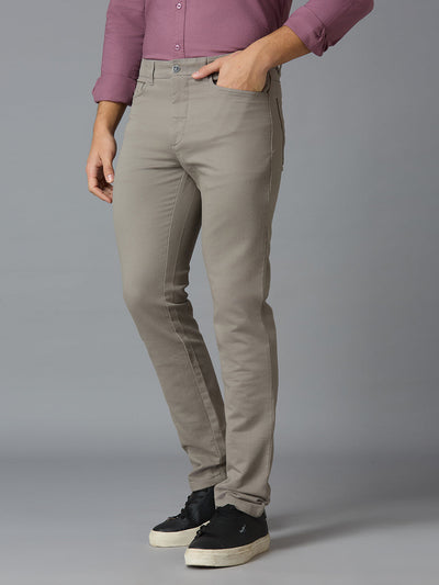 Cement 97% Cotton 3% Spandex Plain Tailor Fit Smart Casual 5 Pocket Trousers