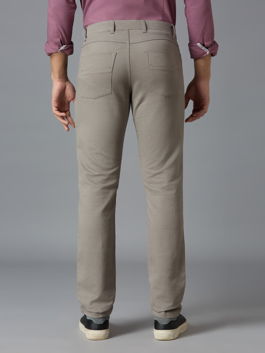 Cement 97% Cotton 3% Spandex Plain Tailor Fit Smart Casual 5 Pocket Trousers