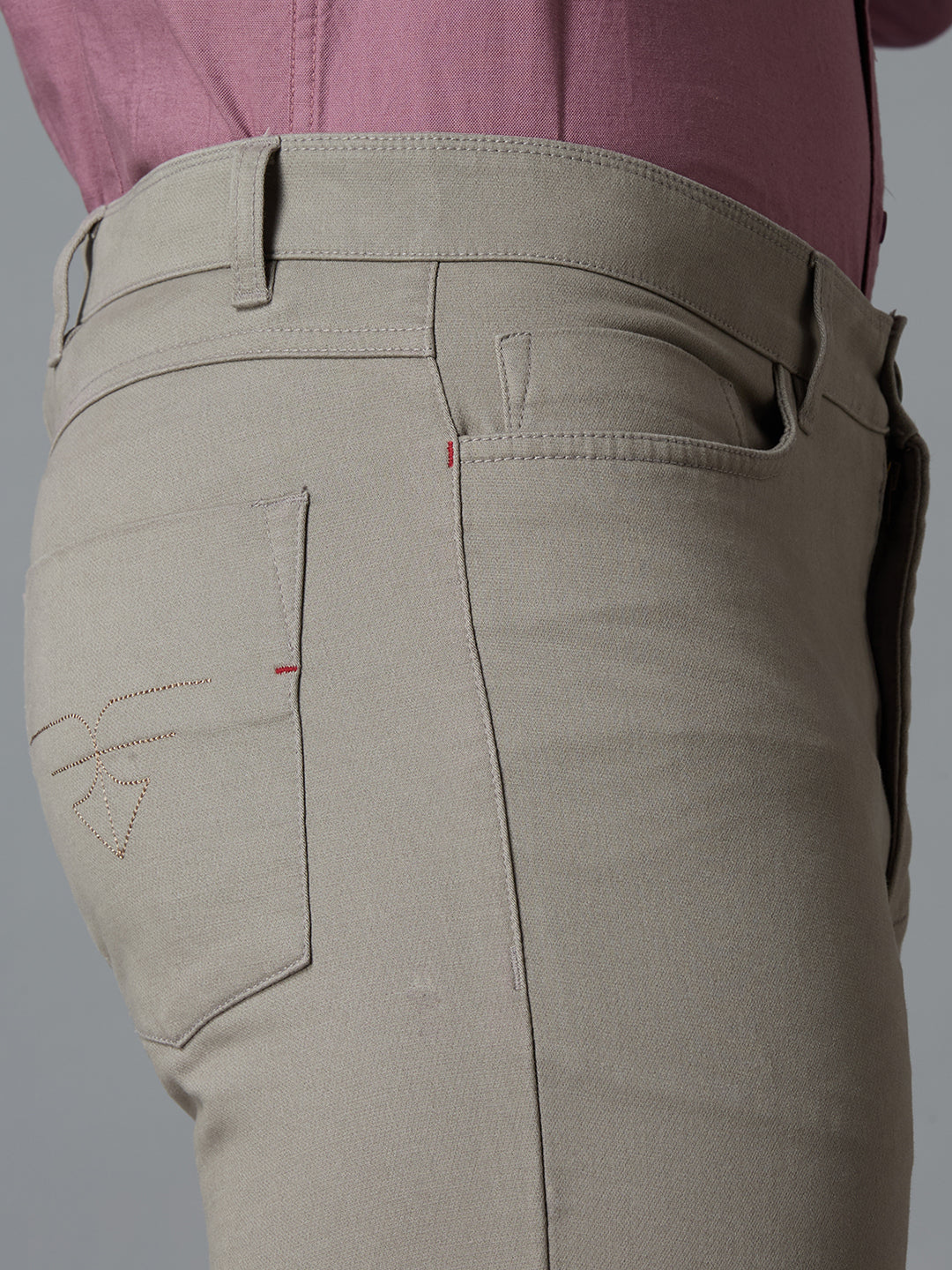 Cement 97% Cotton 3% Spandex Plain Tailor Fit Smart Casual 5 Pocket Trousers