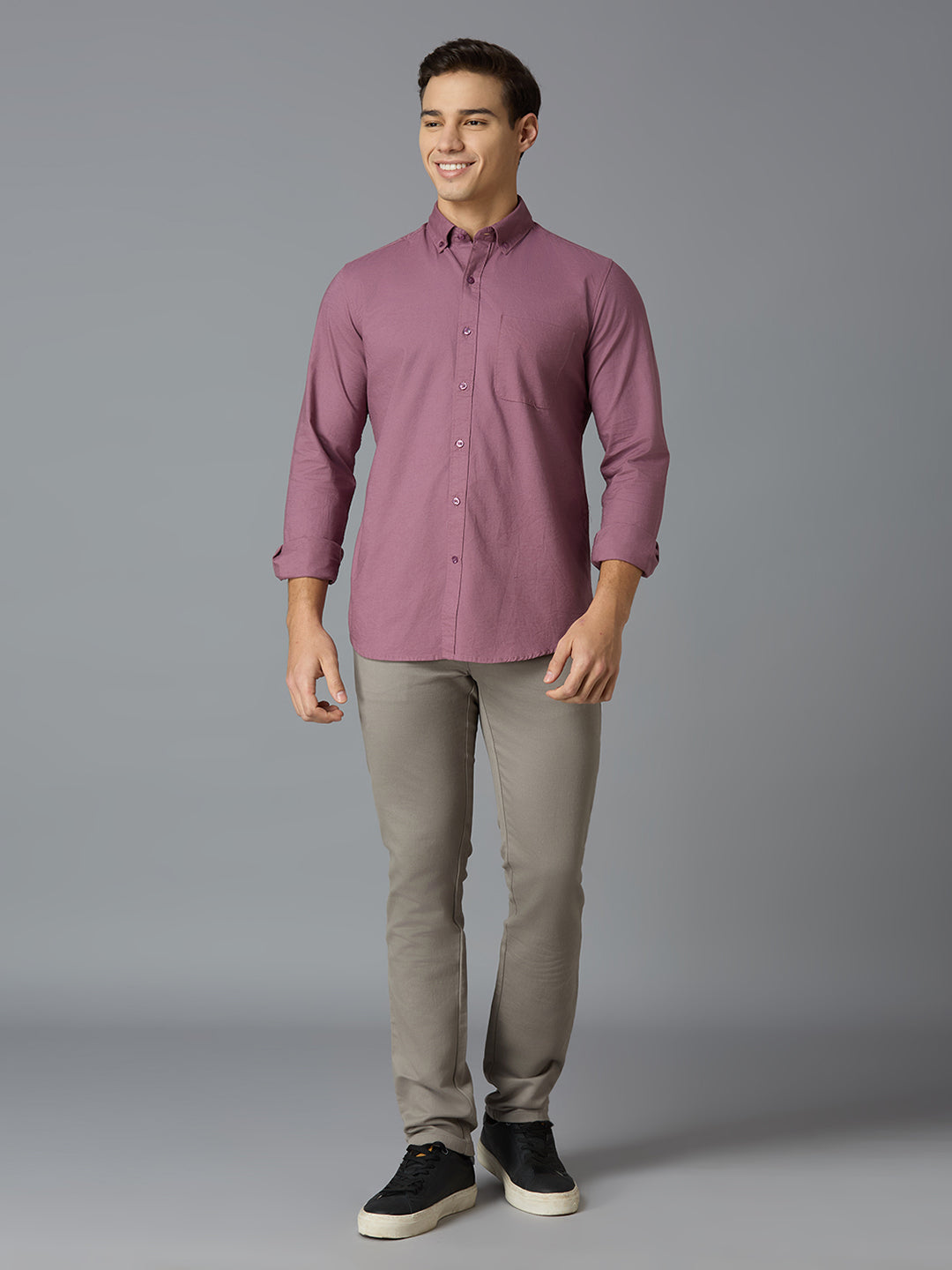 Cement 97% Cotton 3% Spandex Plain Tailor Fit Smart Casual 5 Pocket Trousers