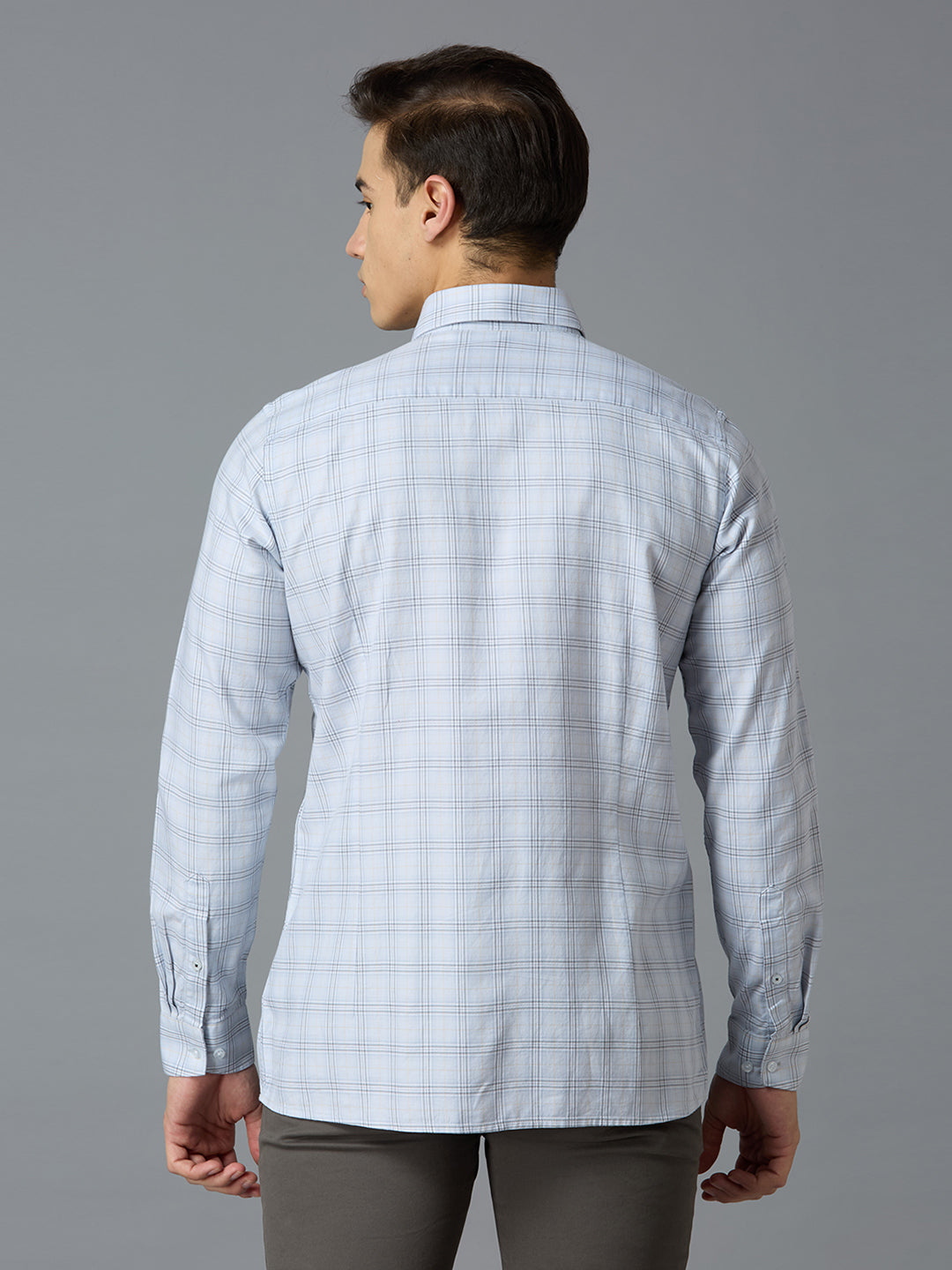 Blue 100% Cotton Checks Slim Fit Smart Casual Full Sleeves Shirts