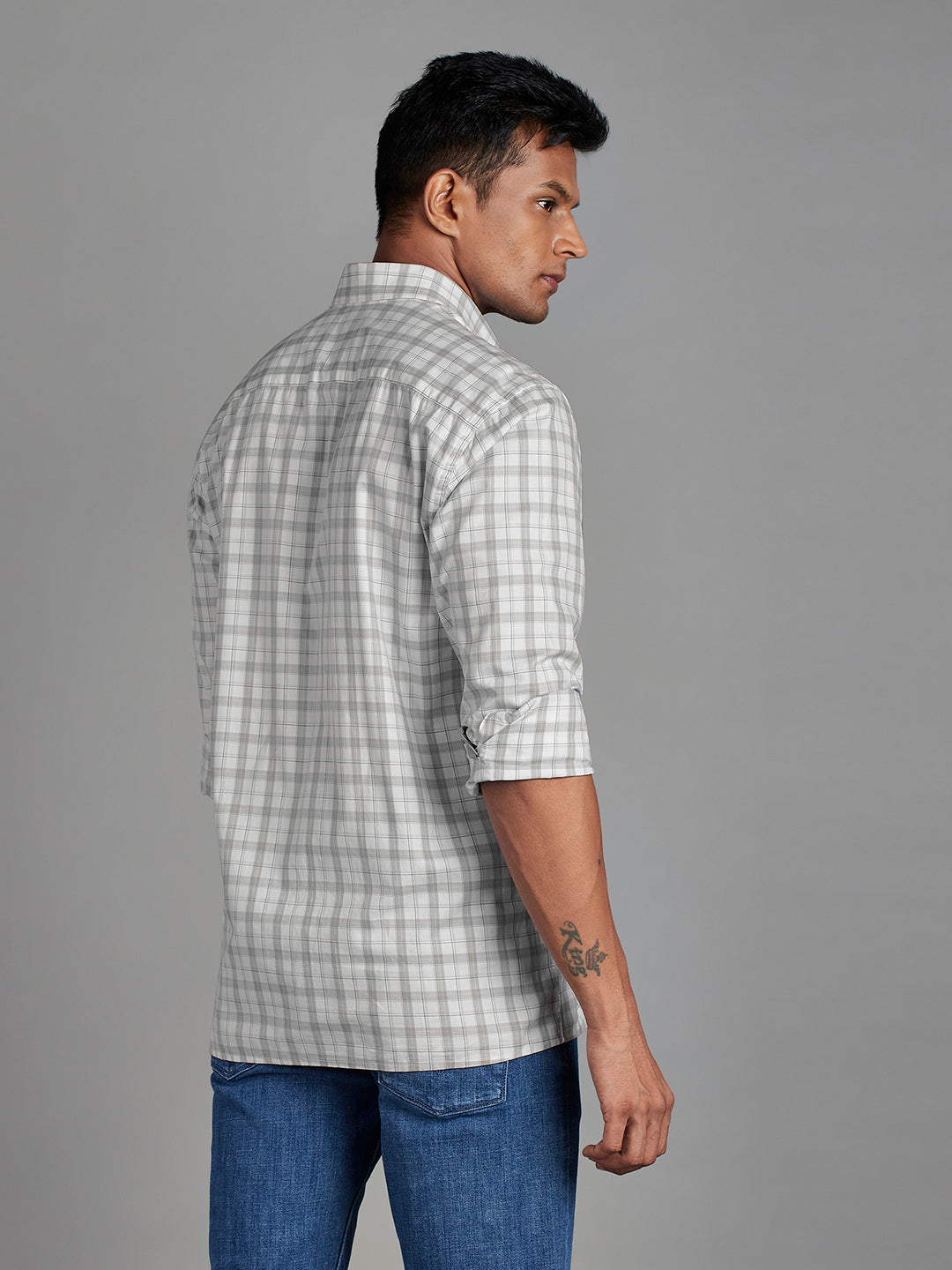 White/Light Grey Menswear Topwear Shirts