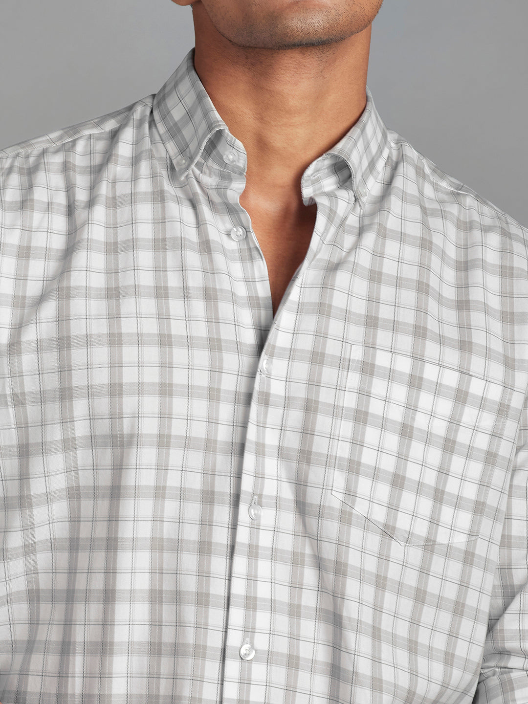 White/Light Grey Menswear Topwear Shirts