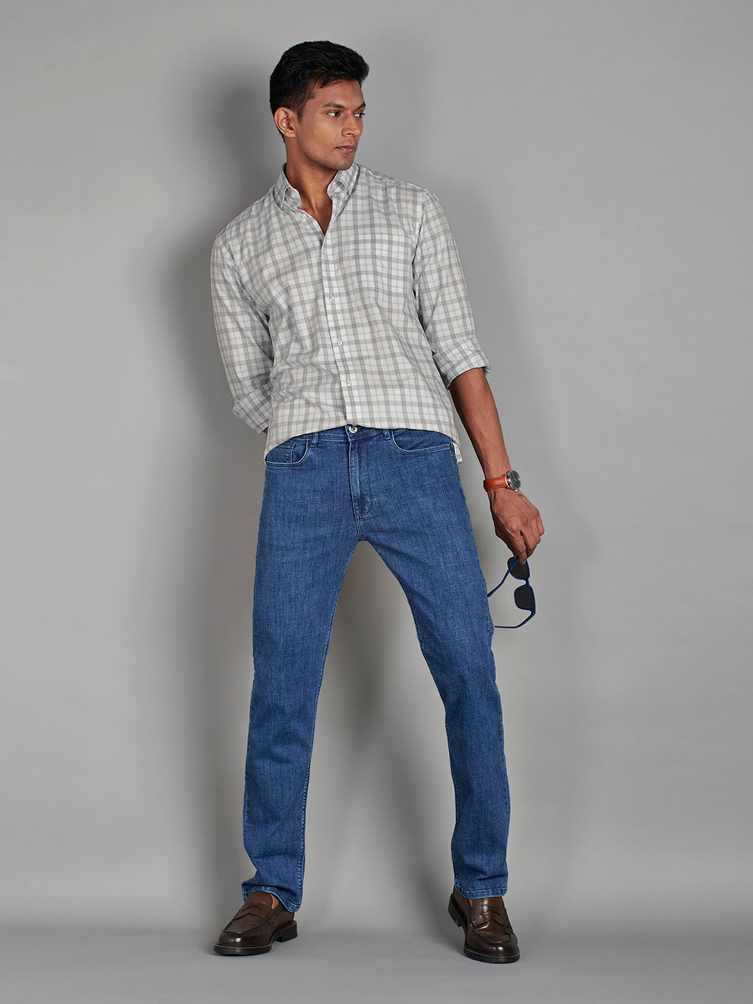 White/Light Grey Menswear Topwear Shirts