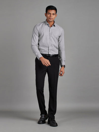 Men's Pure Cotton Fil a Fil Slim Fit Full Sleeve Formal Shirt - Grey