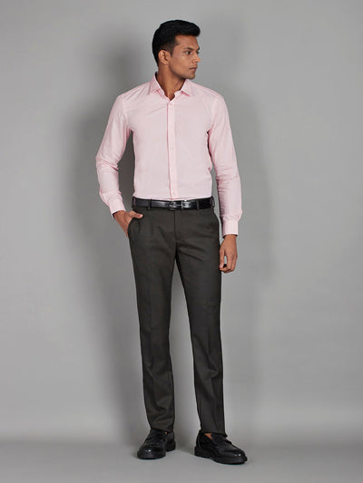 Men's Pure Cotton Fil a Fil Slim Fit Full Sleeve Formal Shirt - Pink