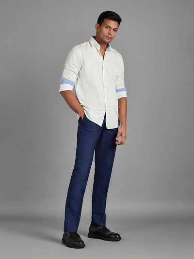 Men's Pure Cotton Dobby Dobby Slim Fit Full Sleeve Formal Shirt - White