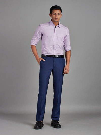 Men's Pure Cotton Fil a Fil Fil a Fil Slim Fit Full Sleeve Formal Shirt - Purple