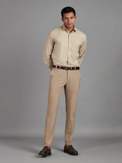Men's Pure Cotton Checks Regular Fit Full Sleeve Casual Shirt - White & Beige