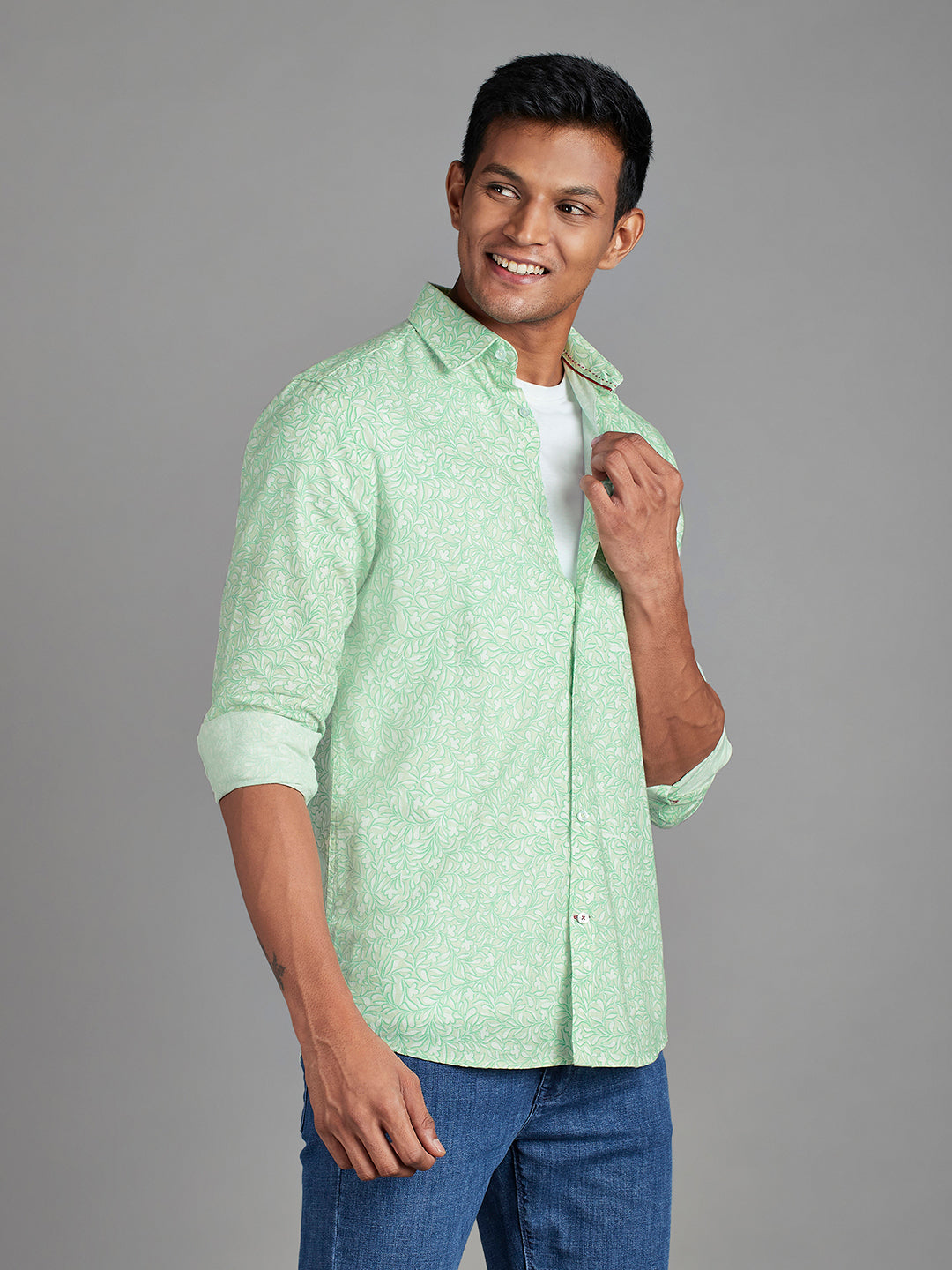 Green Menswear Topwear Shirts