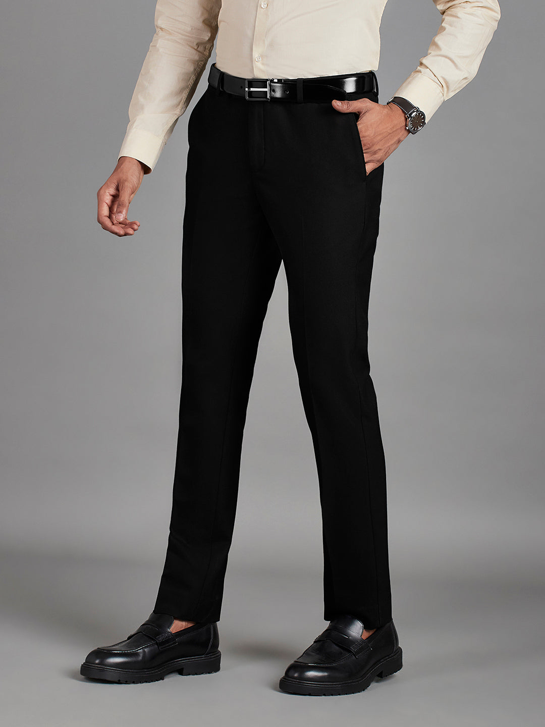 Black Menswear Bottomwear Trousers