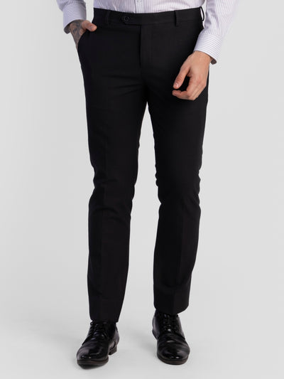 Black Poly Viscose Blend Trousers for Men | Tailor Fit Luxury Wear