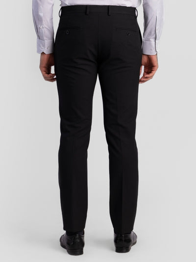 Black Poly Viscose Blend Trousers for Men | Tailor Fit Luxury Wear
