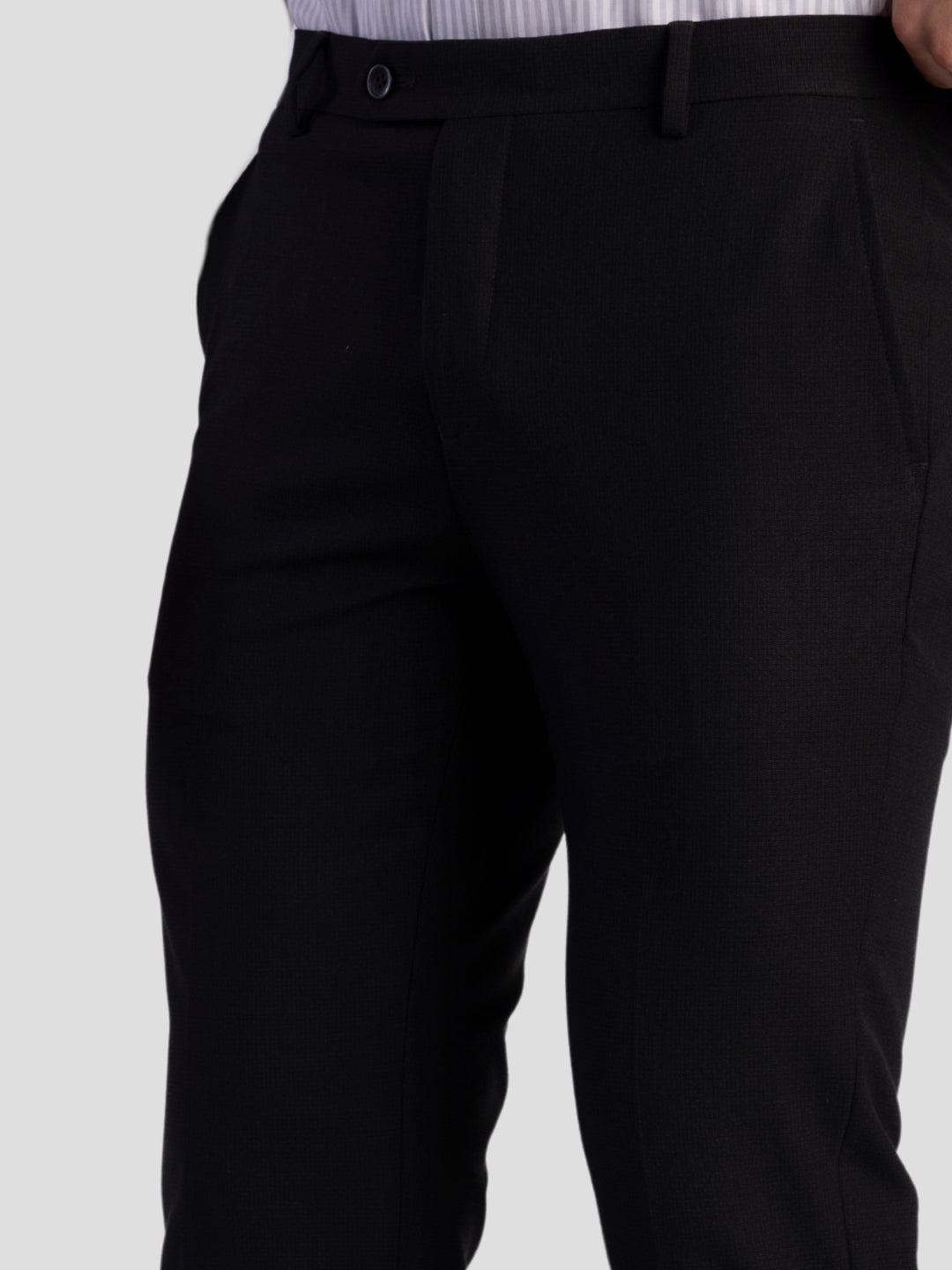 Black Poly Viscose Blend Trousers for Men | Tailor Fit Luxury Wear