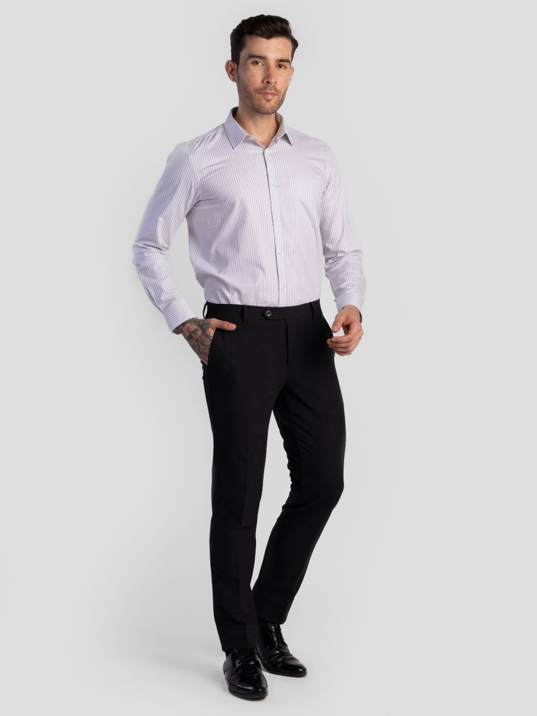 Black Poly Viscose Blend Trousers for Men | Tailor Fit Luxury Wear