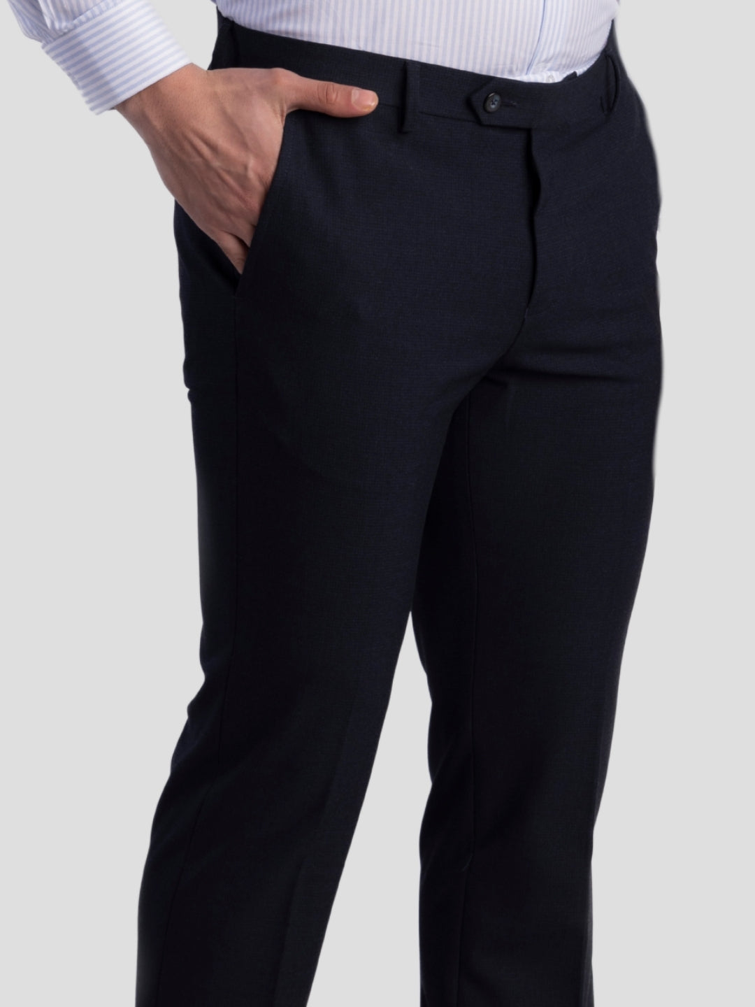 Navy Poly Viscose Blend Trousers for Men | Tailor Fit Luxury Wear