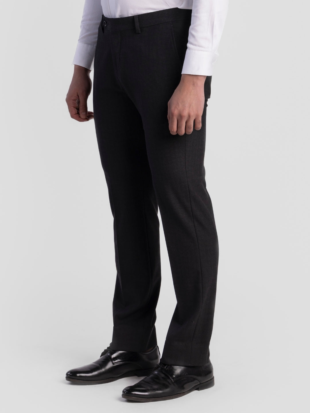 Black Poly Viscose Blend Trousers for Men | Tailor Fit Luxury Wear