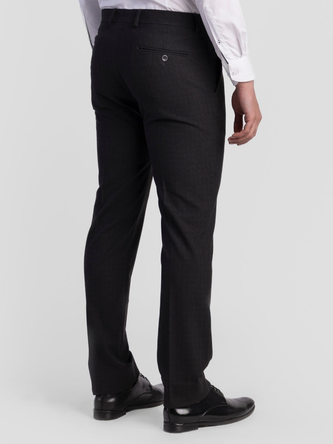 Black Poly Viscose Blend Trousers for Men | Tailor Fit Luxury Wear