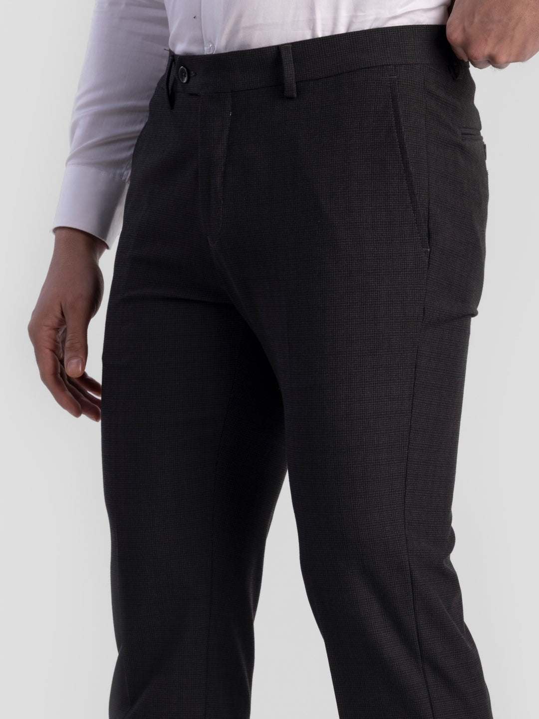 Black Poly Viscose Blend Trousers for Men | Tailor Fit Luxury Wear