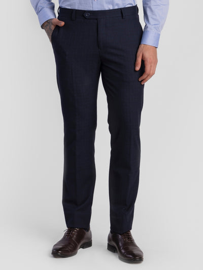 Navy Poly Viscose Blend Trousers for Men | Tailor Fit Luxury Wear