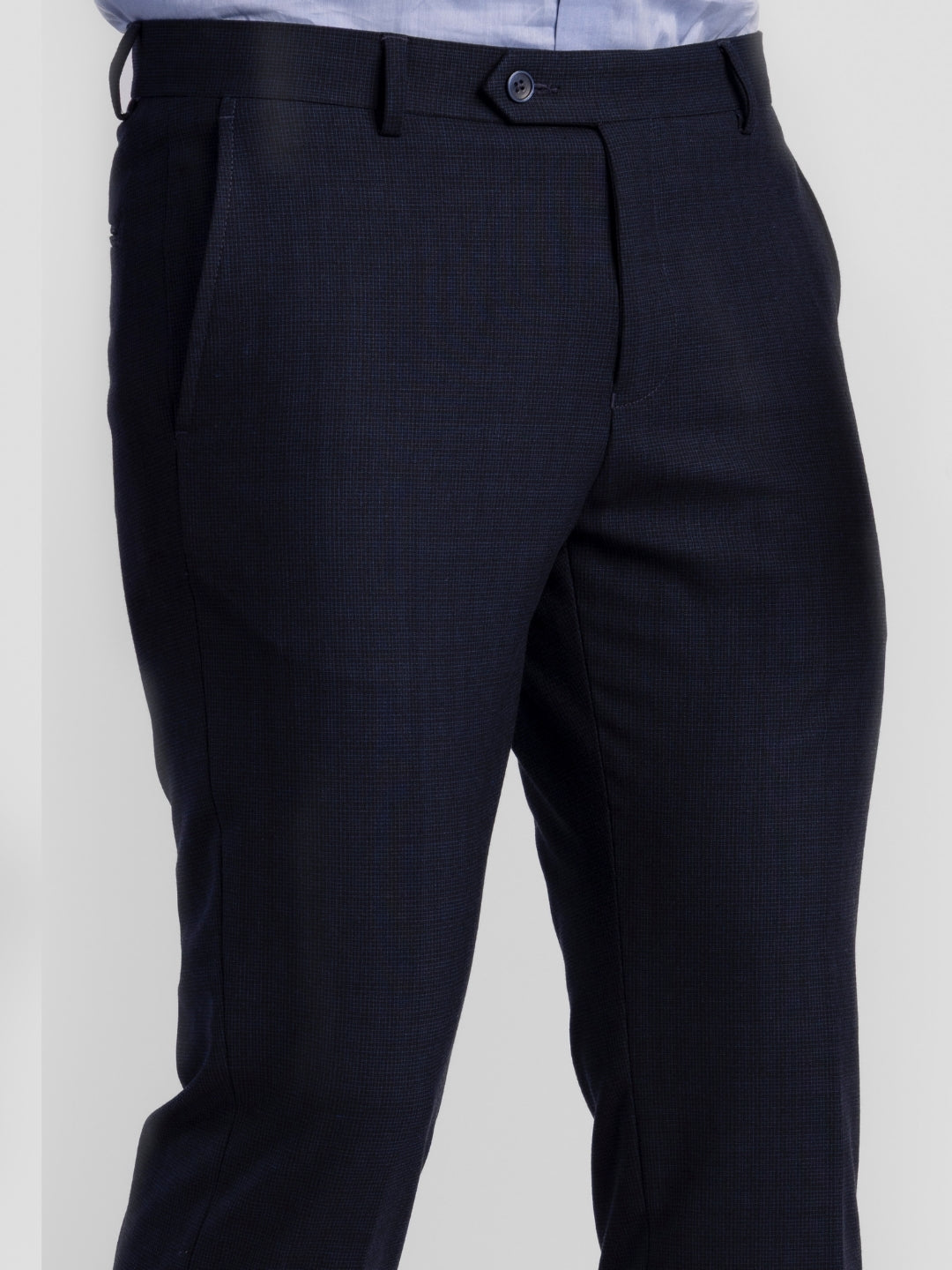 Navy Poly Viscose Blend Trousers for Men | Tailor Fit Luxury Wear