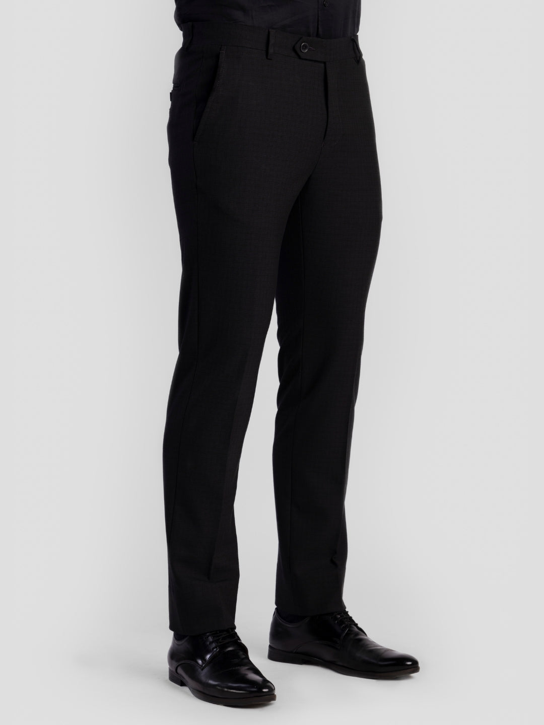 Black Poly Viscose Blend Trousers for Men | Tailor Fit Luxury Wear