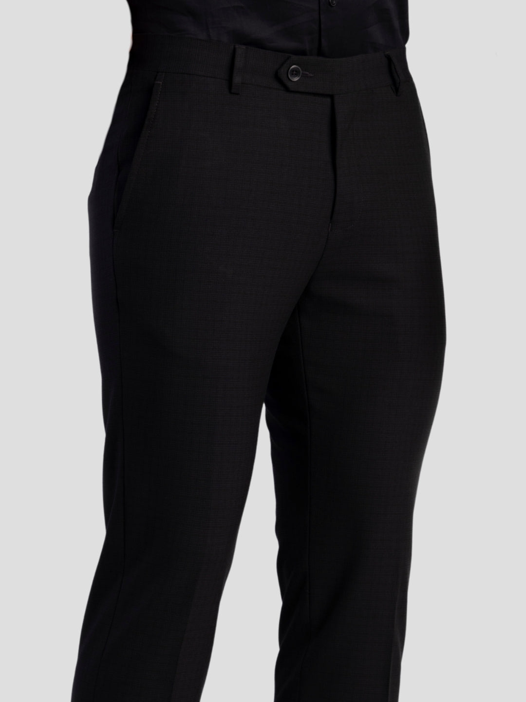 Black Poly Viscose Blend Trousers for Men | Tailor Fit Luxury Wear